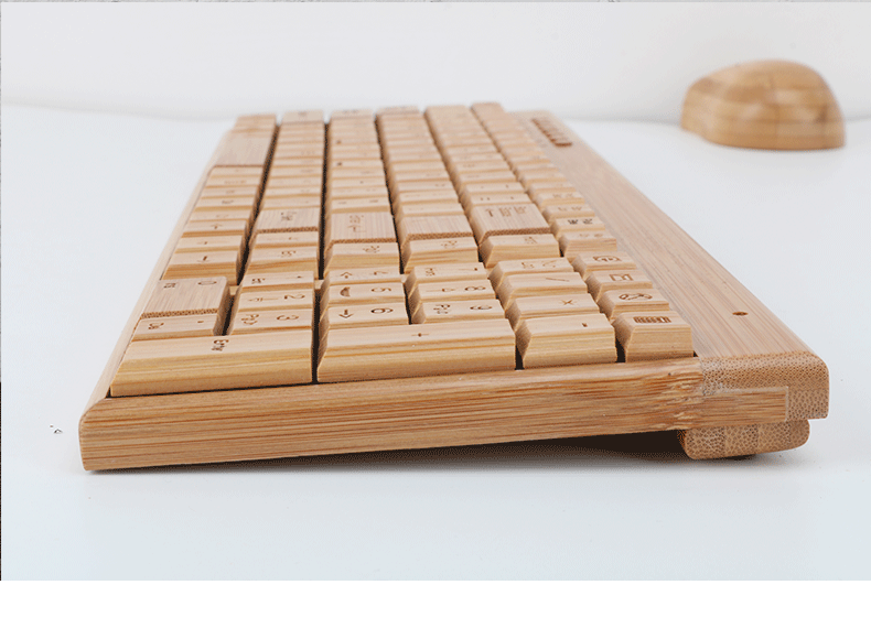 Custom Minimalist Mini Bamboo Products Fashion Desktop Design Real Bamboo Computer Wireless Keyboard and Mouse Combination Set
