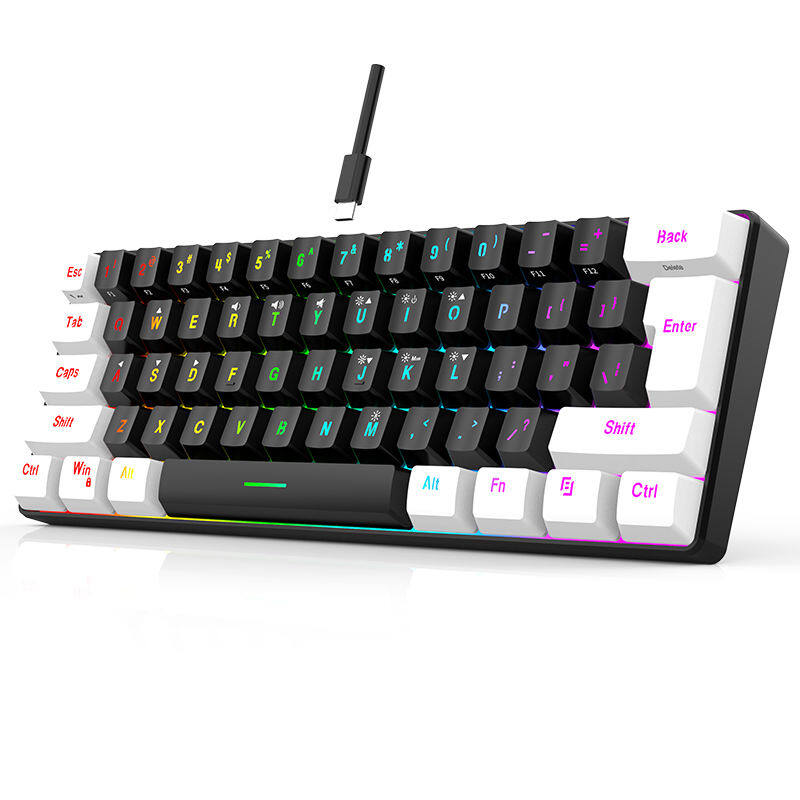 Hot sale portable 61 key gaming keyboard 60% gamer RGB backlit wired mechanical feel keyboard customization