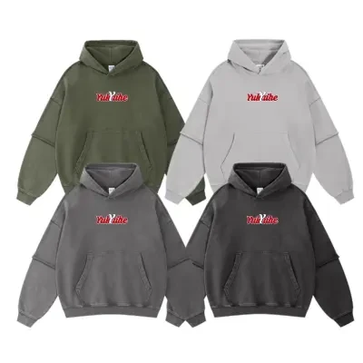 YKH 430GSM High Quality Pickling Custom Logo Cotton Street Clothing Unisex Heavy Trap Men Hoodie